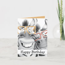 Funny Zebra Glasses Birthday Card