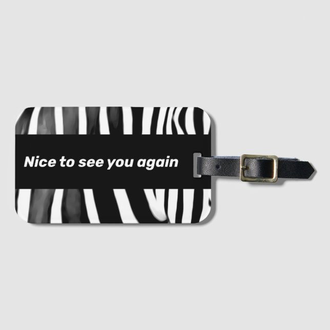 Funny zebra print luggage tag (Front Horizontal)