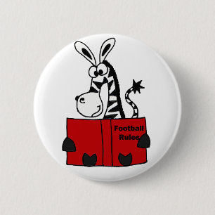 Funny Zebra Reading Football Rules Book 6 Cm Round Badge