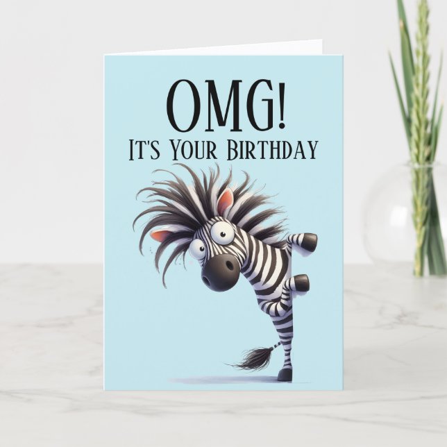 Funny Zebra Theme Birthday Card (Front)