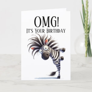 Funny Zebra Theme Birthday Card