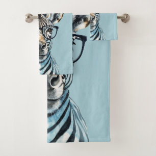 Funny Zebra Wearing glasses Bath Towel Set