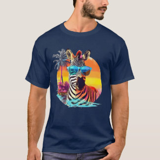Funny Zebra with Sunglasses Retro Style for boy T-Shirt