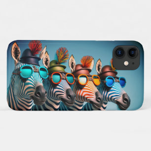 Funny Zebras Cute Zoo Animals Party Hats Glasses Case-Mate iPhone Case