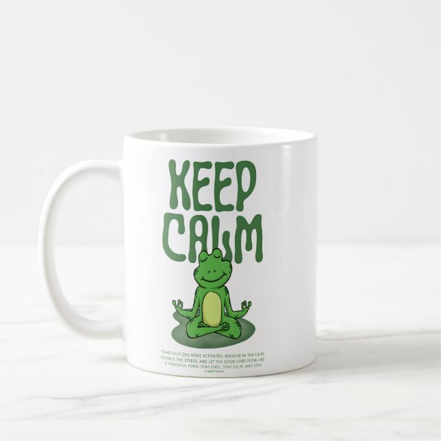 Funny Zen Frog Keep Calm Coffee Mug (Left)