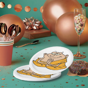 Funny Zen Monk Meditating Man Paper Plate