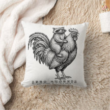 Funny Zero Regrets Rooster Chicken Pillow