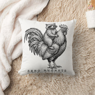 Funny Zero Regrets Rooster Chicken Pillow