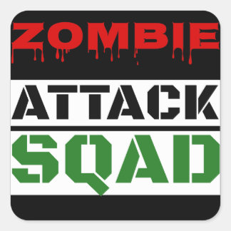Funny Zombie Attack Squad Square Sticker