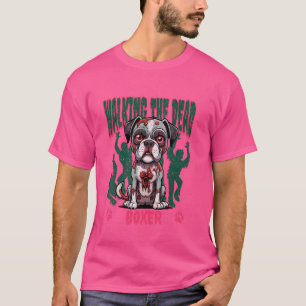 Funny Zombie Boxer Dog with Walking The Dead T-Shirt