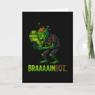 Funny Zombie Brainrot Meme 6 7 Halloween Boys Kids Card