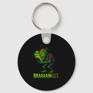 Funny Zombie Brainrot Meme 6 7 Halloween Boys Kids Key Ring