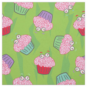 Funny Zombie Brains Cupcake Pattern Fabric