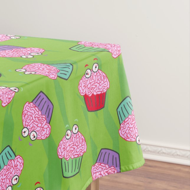 Funny Zombie Brains Cupcake Pattern Tablecloth (In Situ)