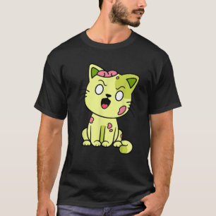 Funny Zombie Cat Halloween Meow Cute Monster Graph T-Shirt