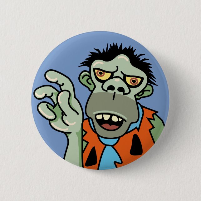 Funny Zombie Caveman 6 Cm Round Badge (Front)