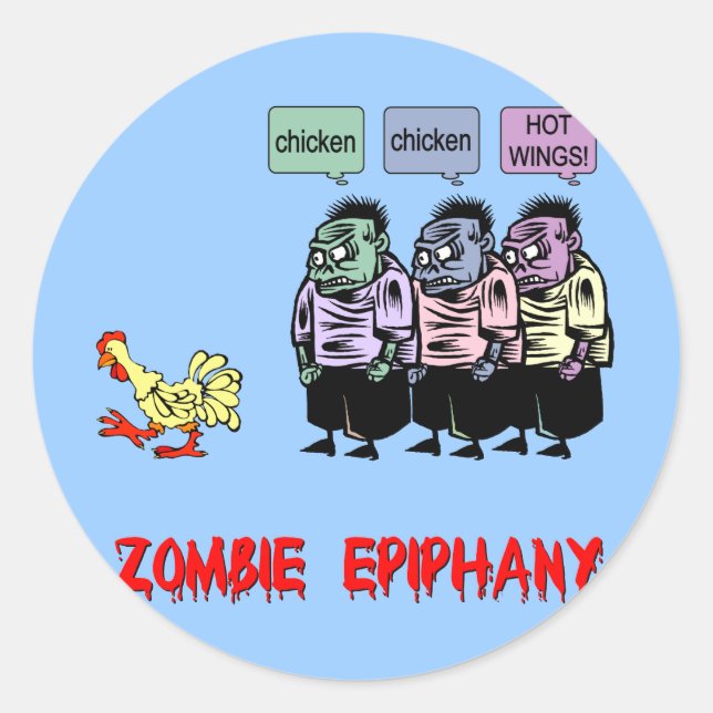 Funny zombie classic round sticker (Front)