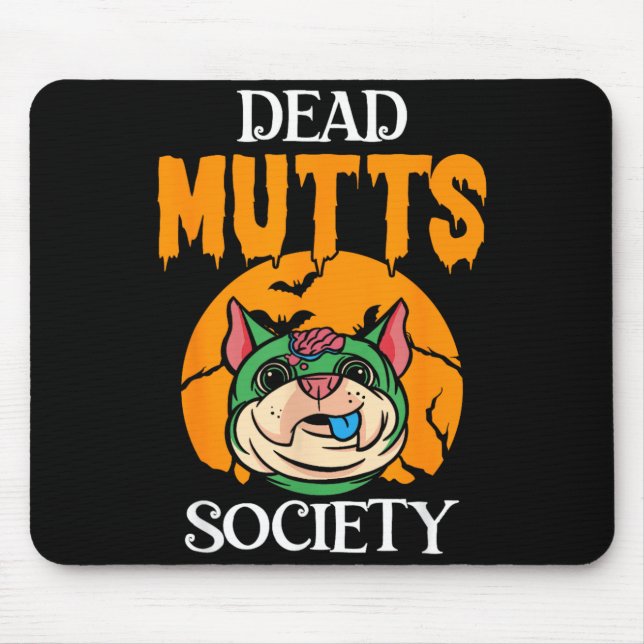 Funny Zombie Dog Lover Brains Halloween Dog Mouse Pad (Front)