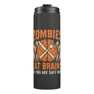 Funny Zombie Eat Brains Halloween Vector Design Thermal Tumbler