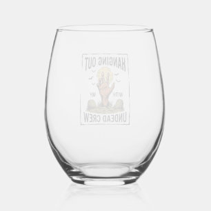 Funny Zombie Shirt for Horror Fans Vintage Undead Stemless Wine Glass