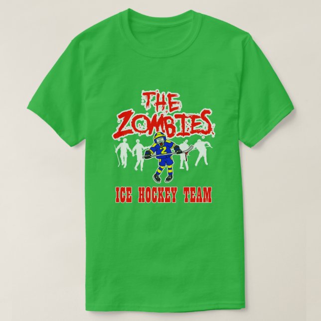 Funny Zombie toon Hockey Sports Team For Zombie Lo T-Shirt (Design Front)