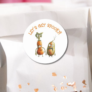 Funny zombie vegetables Halloween  Classic Round Sticker