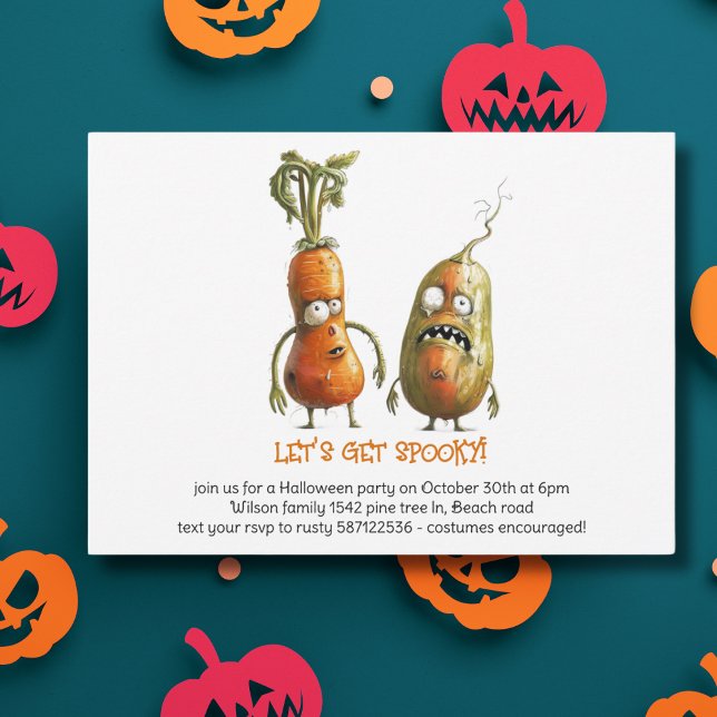 Funny zombie vegetables Halloween  Invitation (Creator Uploaded)