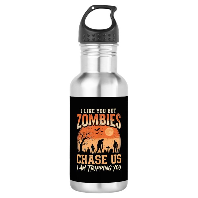 Funny Zombies Halloween Chase Us Design 532 Ml Water Bottle (Front)