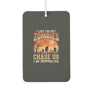 Funny Zombies Halloween Chase Us Design Car Air Freshener