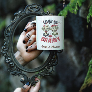 Funny Zombies Love Is Brainy Halloween Coffee Mug