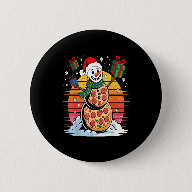 Funny Zza Snowman Christmas Holiday Food  6 Cm Round Badge (Front)