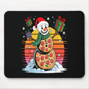 Funny Zza Snowman Christmas Holiday Food  Mouse Pad