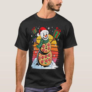 Funny Zza Snowman Christmas Holiday Food T-Shirt