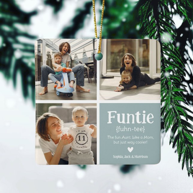Funtie 3 Photo Collage Definition Cute Christmas  Ceramic Ornament (Creator Uploaded)