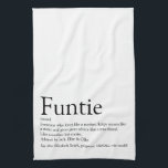Funtie, Aunt, Auntie Definition Modern Typographic Tea Towel<br><div class="desc">Personalise for your special,  favorite Funtie,  Aunt,  or Auntie to create a unique gift. A perfect way to show her how amazing she is every day. Designed by Thisisnotme©</div>