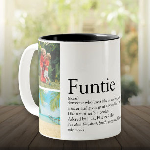 Funtie Aunt Auntie Definition Photo Collage Two-Tone Coffee Mug