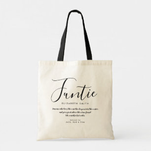 Funtie Elegant Girly Script Fun Auntie Quote Tote Bag