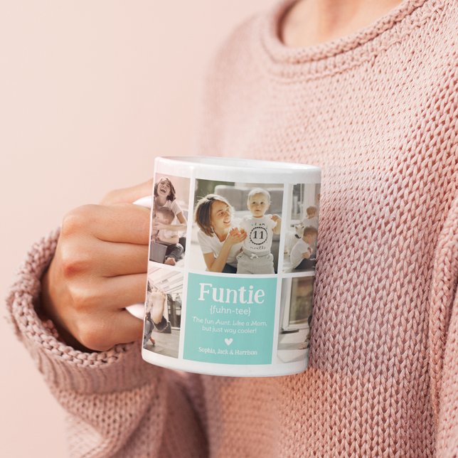 Funtie Photo Collage Definition Cute Modern Auntie Coffee Mug (Creator Uploaded)