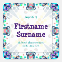Funtimes Property Bookplate Square Label Sticker