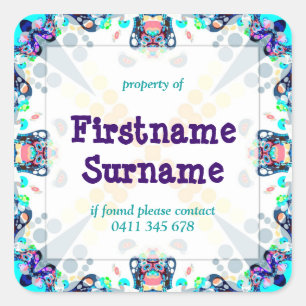 Funtimes Property Bookplate Square Label Sticker