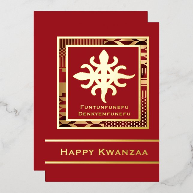 Funtunfunefu Denkyemfunefu Happy Kwanzaa (Red) (Front/Back)