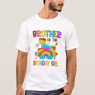 Funy Brother Of The Birthday Girl Pop It Dinosaur T-Shirt