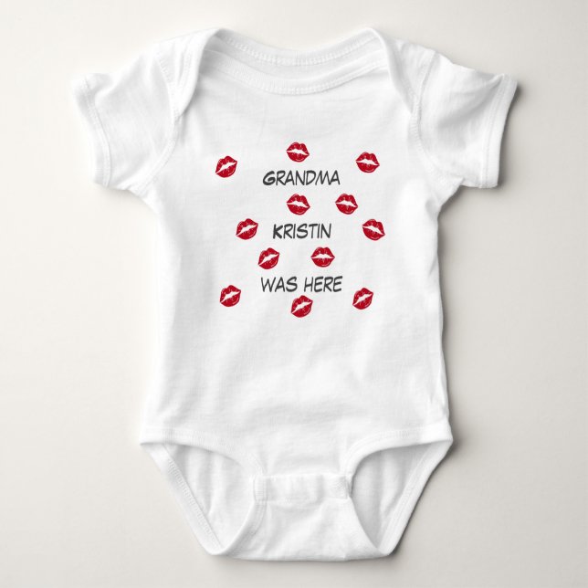 Funy Grandma was here  Baby Bodysuit (Front)