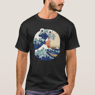 Funy Kanagawa Great Wave Drinking Boba Bubble Milk T-Shirt