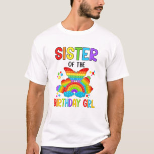 Funy Sister Of The Birthday Girl Pop It Dinosaur F T-Shirt