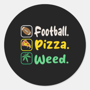 Funy Tee Football Pizza Weed For Lovers Halloween  Classic Round Sticker