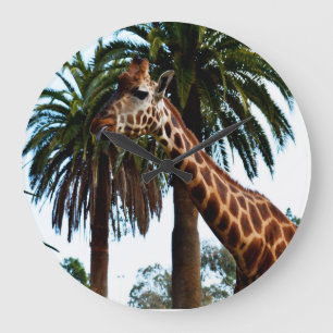 Funyy Giraffe Poking Out Tongue, Large Clock