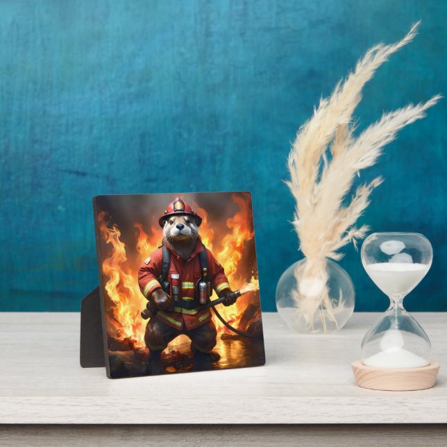 **"Fur and Flames: The Otter Fireman’s Backburning Plaque (Insitu)