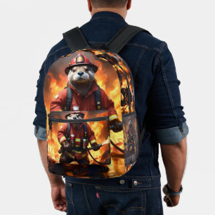 **"Fur and Flames: The Otter Fireman’s Backburning Printed Backpack