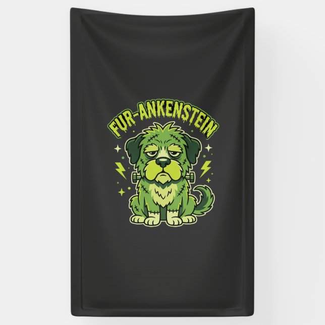 Fur-Ankenstein Funny Frankenstein Dog Halloween Banner (Vertical)